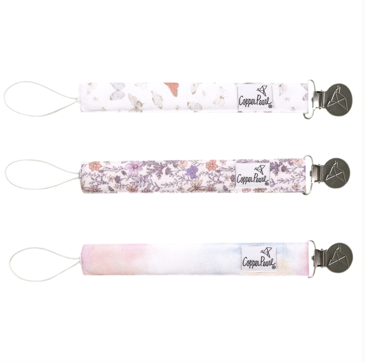 Flora Copper Pearl Binky Clip Set