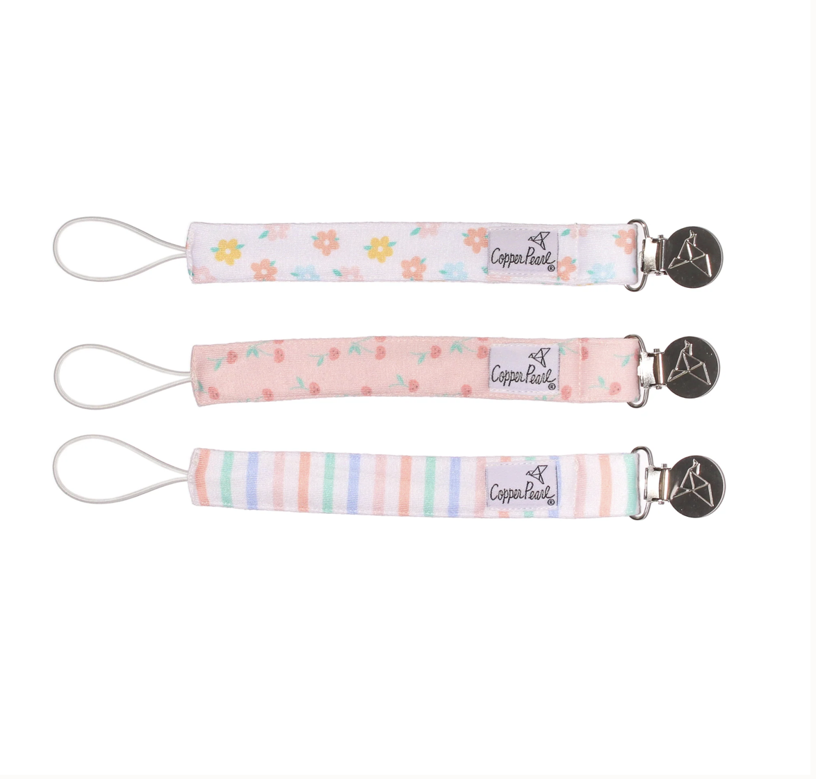 Cheery Copper Pearl Binky Clip Set