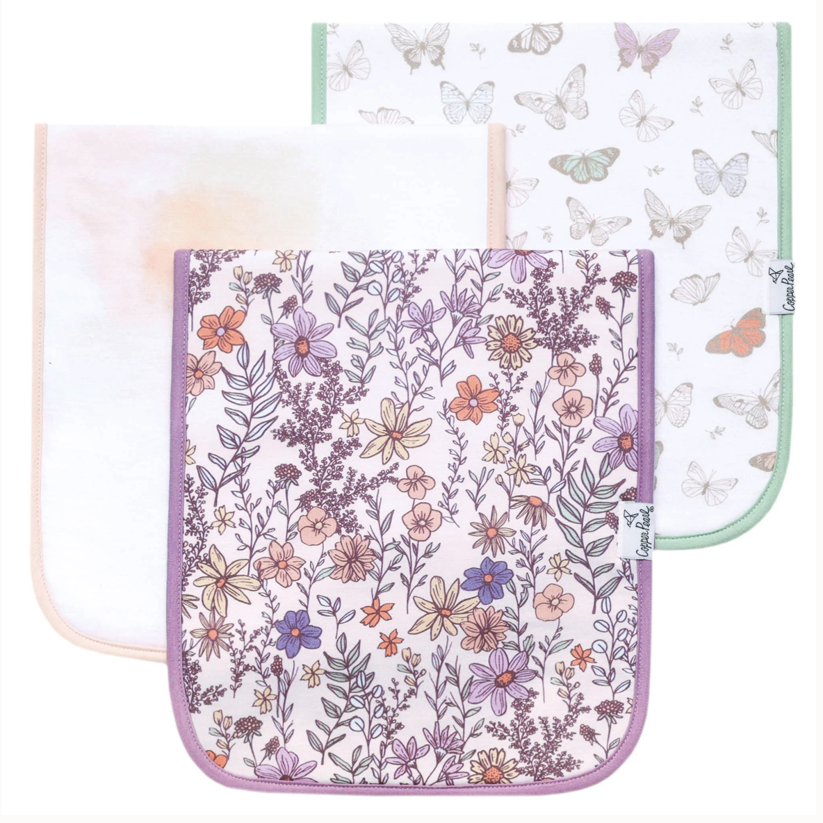 Flora Copper Pearl Burp Cloths