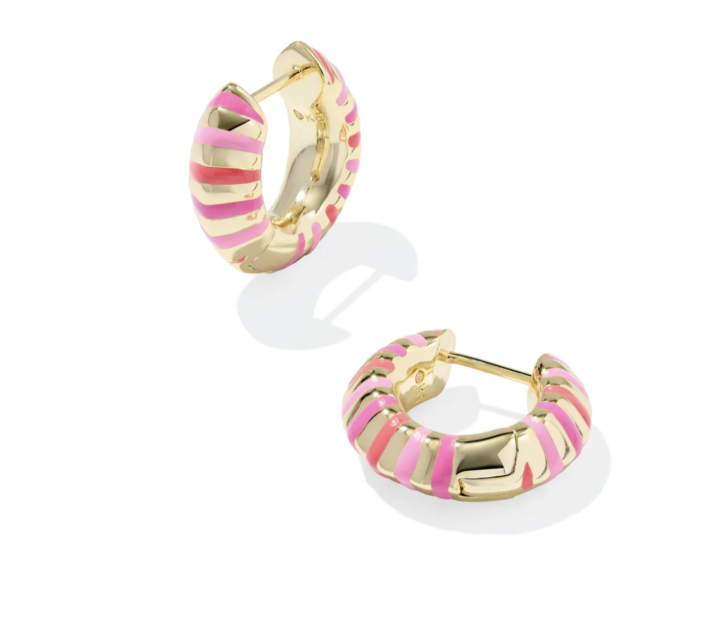 Mikki Enamel Huggie Gold Pink Mix Earrings