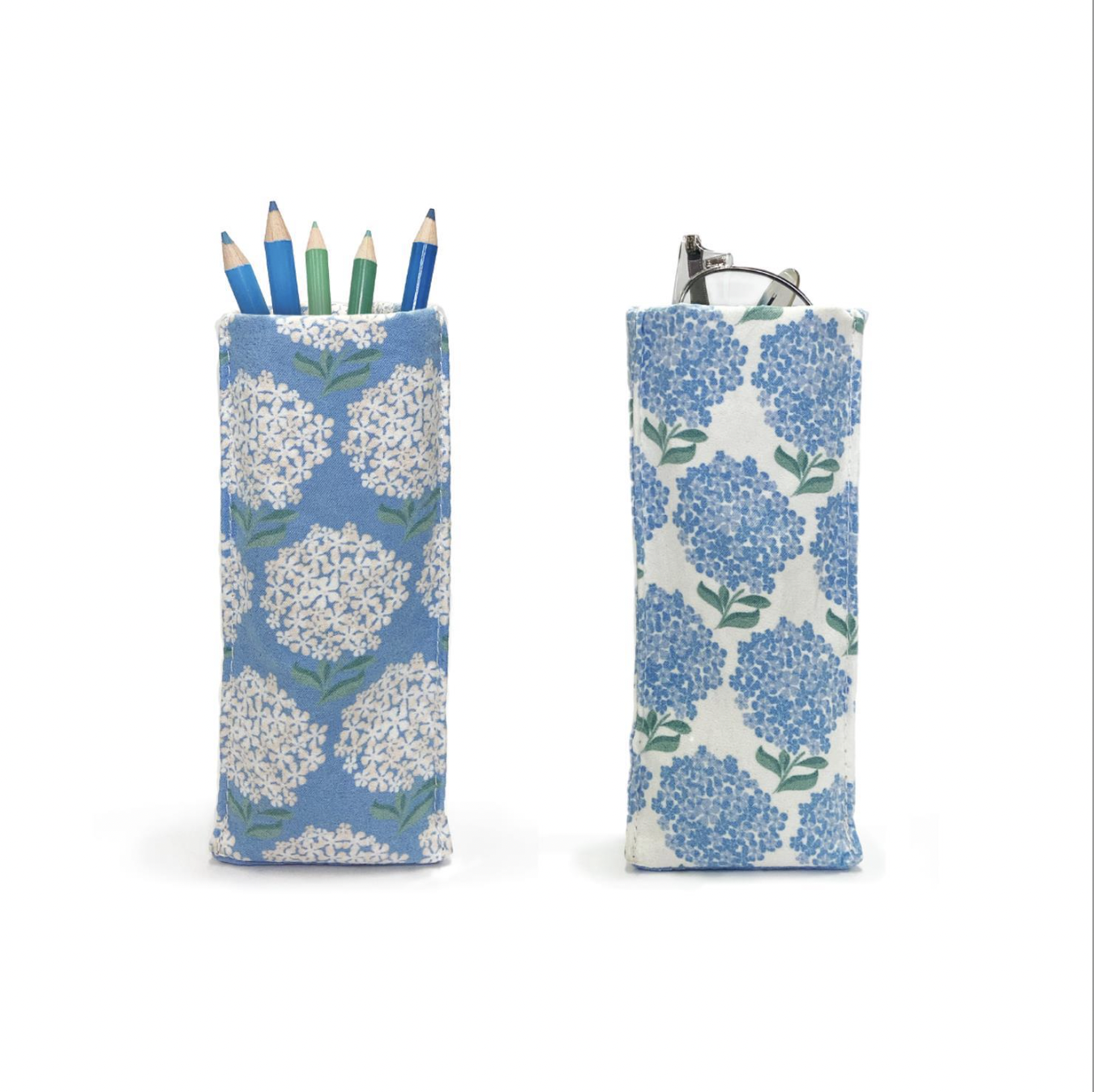 Twos Company Hydrangea Print Standing Triangular Weighted Eye Glass Holder