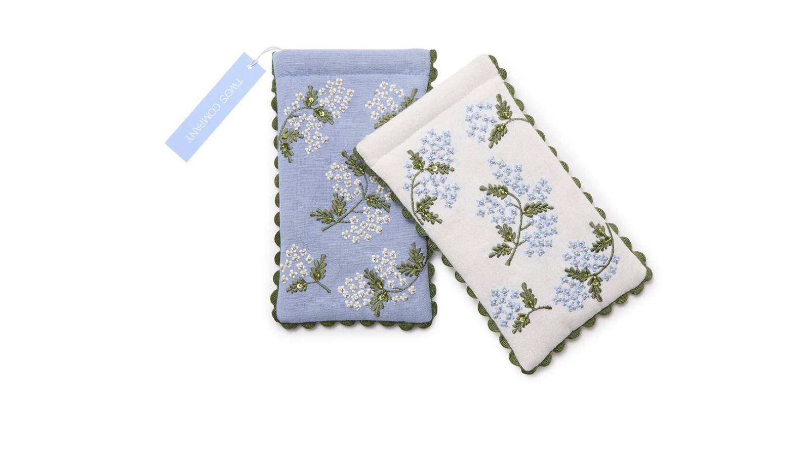 Twos Company Hydrangea Sunglass Holder White and Blue