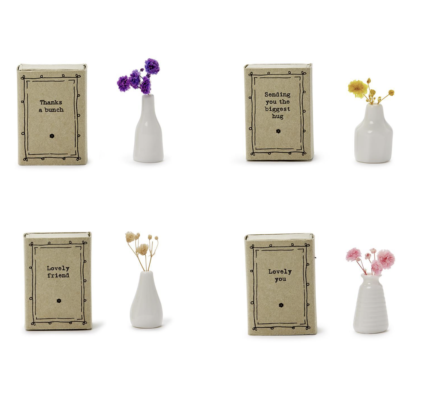 Twos Company Lovely Matchbox Vase with Flowers in Gift Box