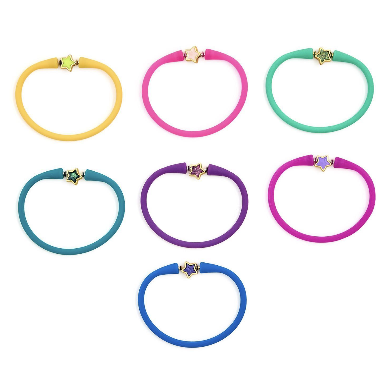 Twos Company Star Charm Slip On Silicone Bracelet