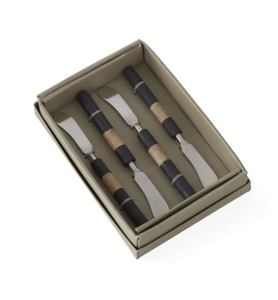 K&K Interiors Set Of 4 Wood Spreaders with Grey Handles