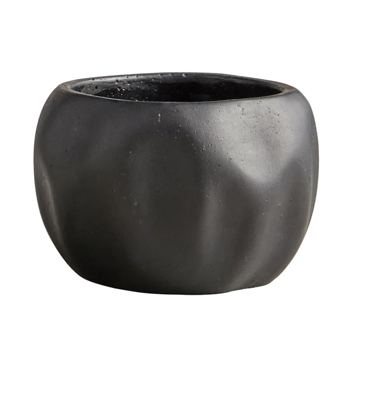 Decorative Asymmetrical Ceramic Planter, 3.5" Tall, Black