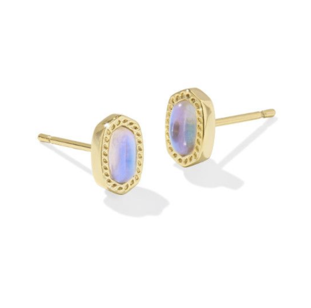 Ellie Mini Stud Earring Gold Dichroic Glass