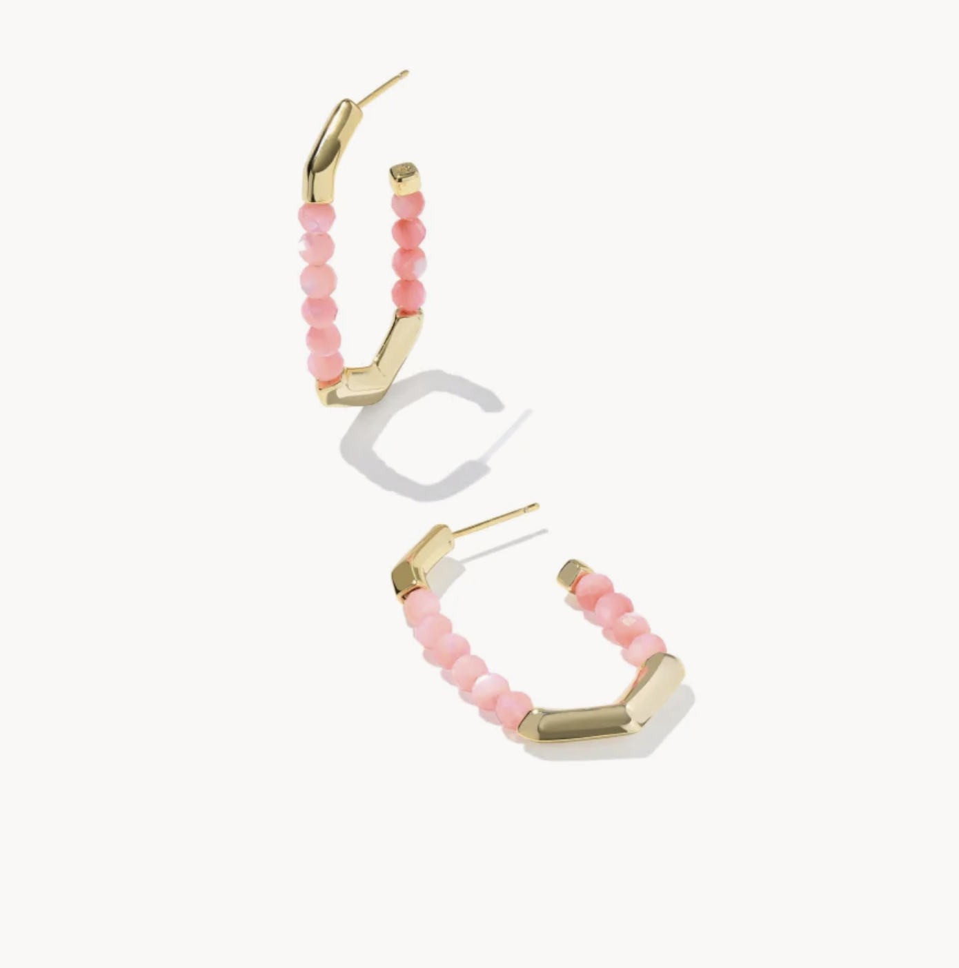 Sylvia Hoop Earring Gold Pink Chalcedony