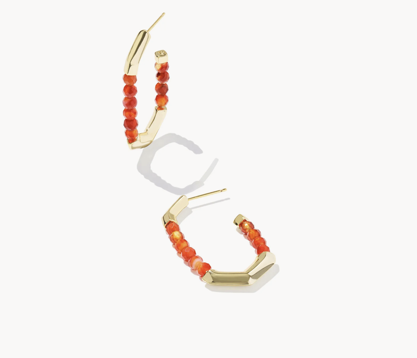 Sylvia Hoop Earring Gold Gold Orange Banded Agate