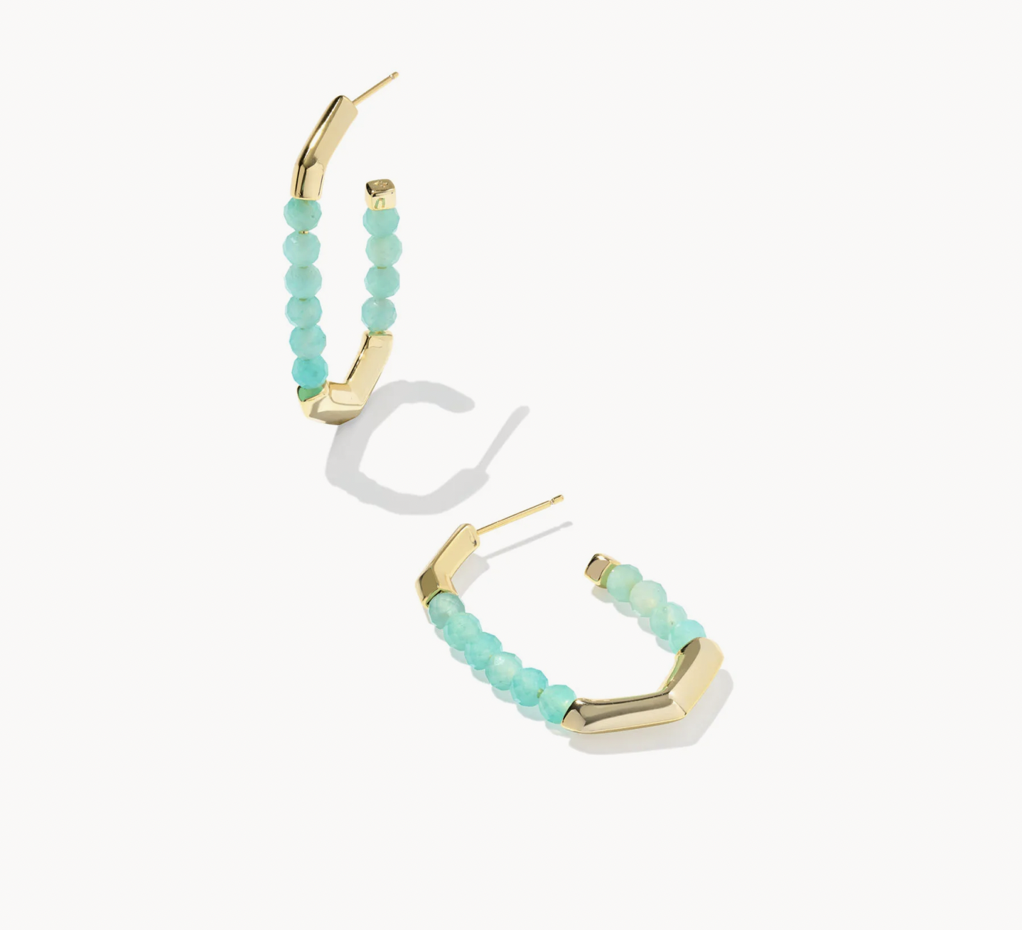 Sylvia Hoop Earring Gold Teal Amazonite