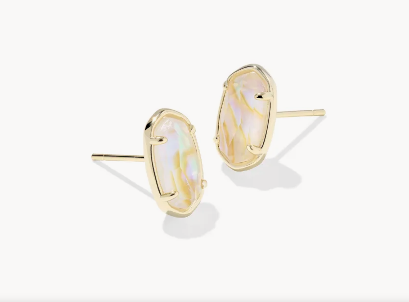 Grayson Stone Stud Earring Gold Iridescent Abalone