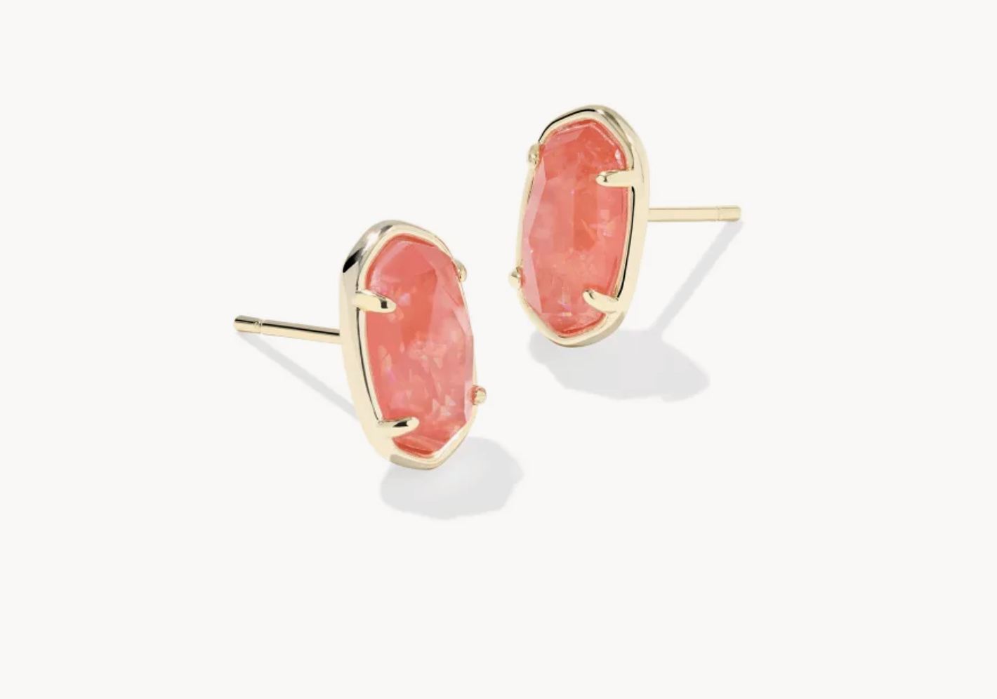 Grayson Stone Stud Earring Gold Papaya Iridescent MOP
