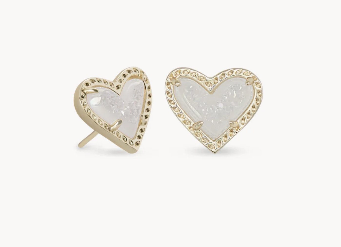 Ari Heart Stud Earring Gold Iridescent Drusy