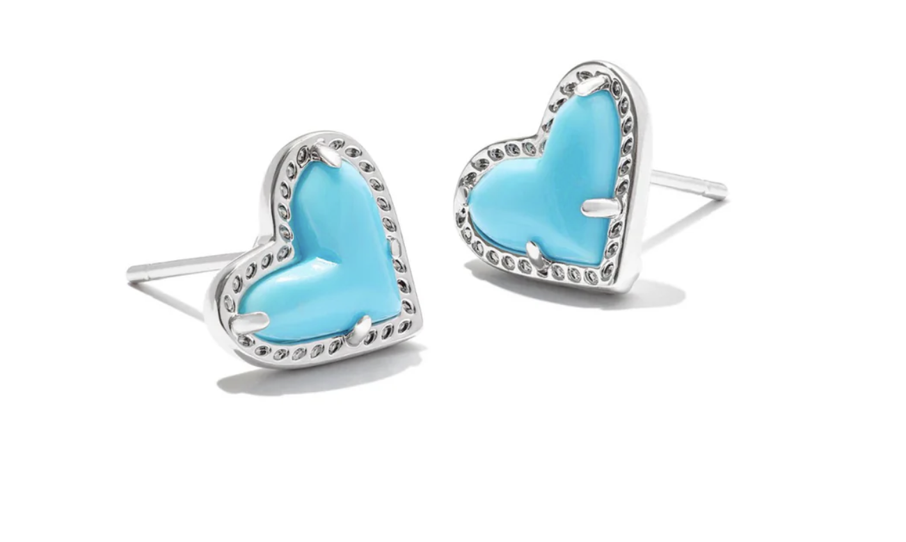Ari Heart Stud Earring Rhod Turquoise