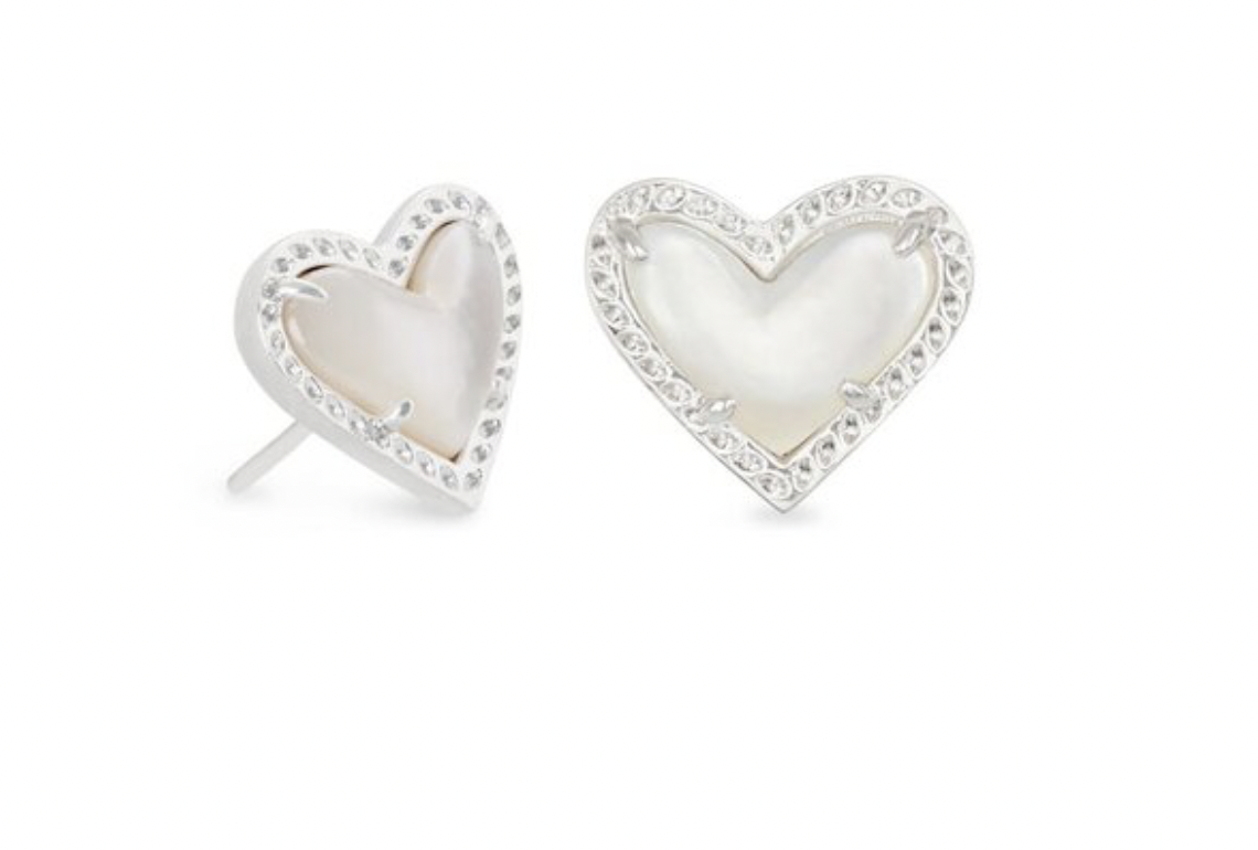 Ari Heart Stud Earring Rhod Ivory MOP