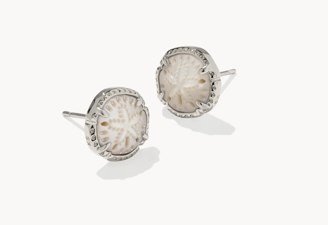 Sand Dollar Stud Earring Rhod Natural MOP