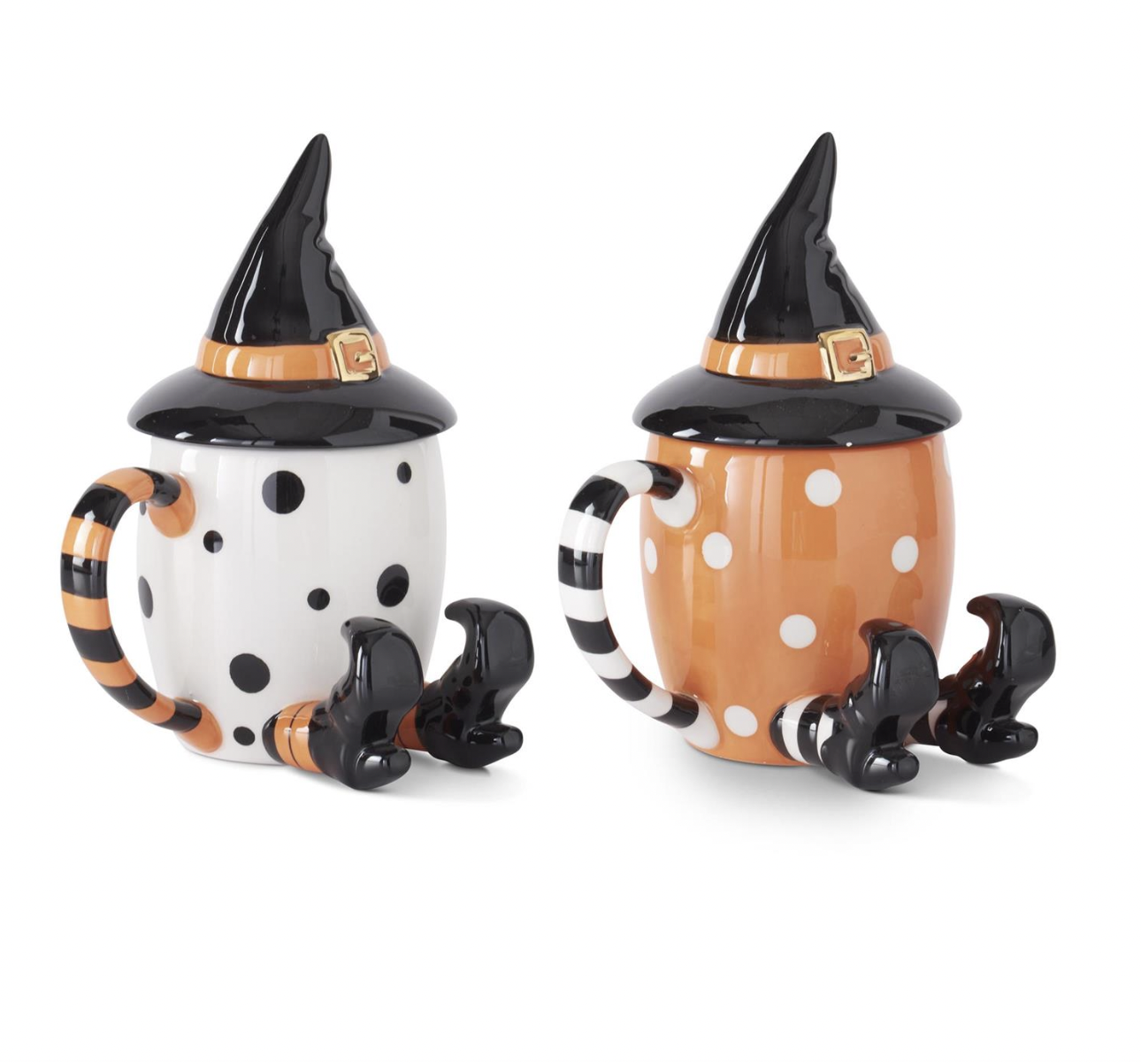 White Halloween Mug with Witches Hat