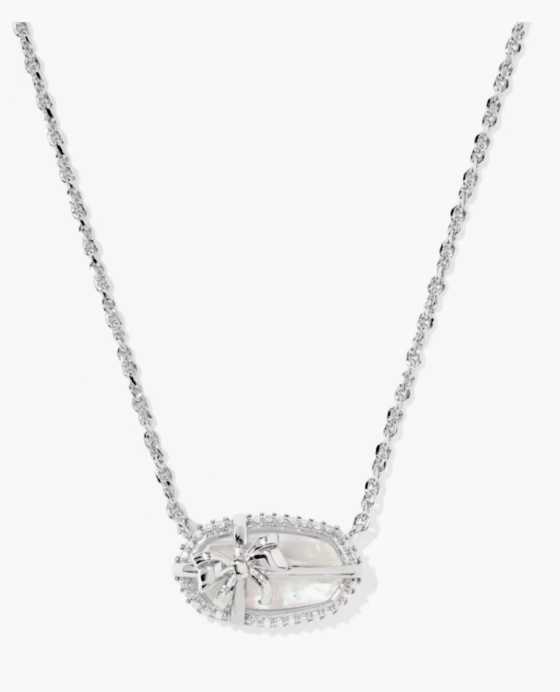 Elisa Bow Short Pendant Nickel Rhod Ird Crystal Ivory Illusion