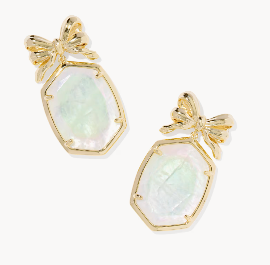 Daphne Bow Drop Ear Gold Ird Crystal Ivory Illusion