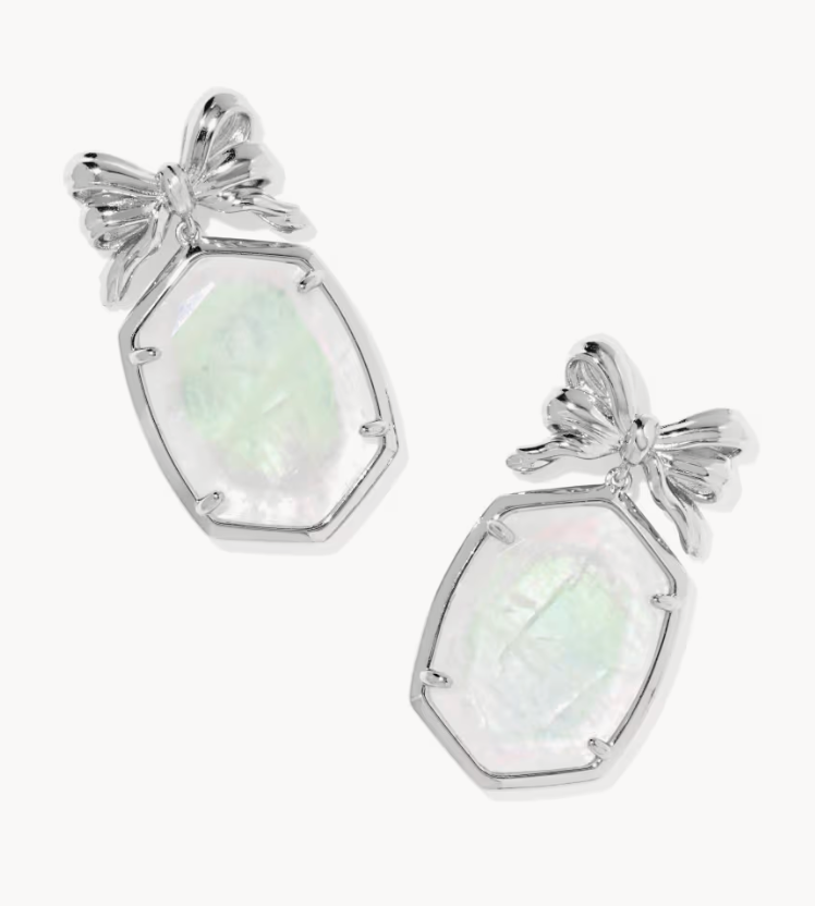 Daphne Bow Drop Ear Rhod Ird Crystal Ivory Illusion