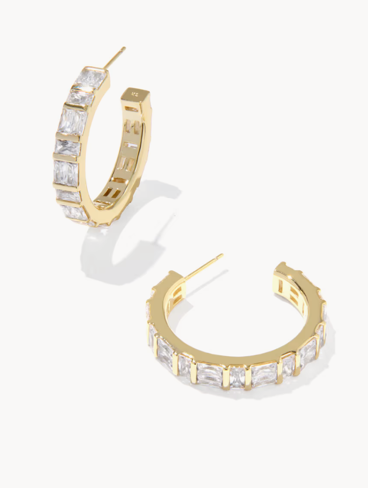 Jamie Hoop Ear Gold Metal White CZ