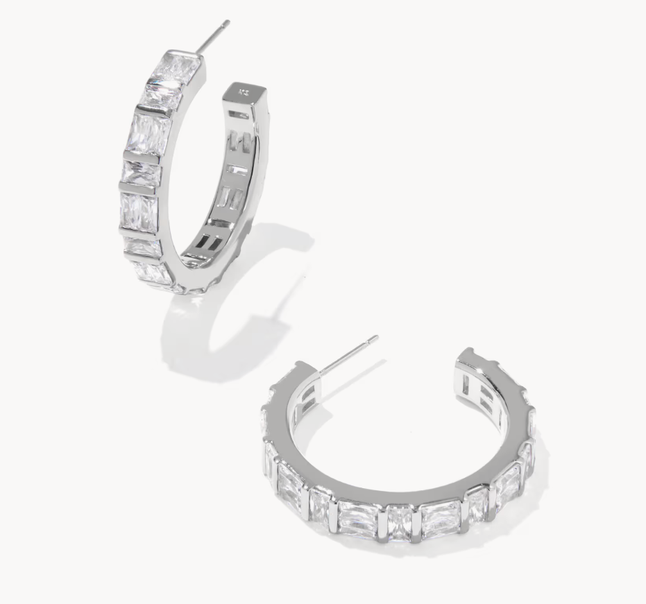 Jamie Hoop Ear Rhod Metal White CZ