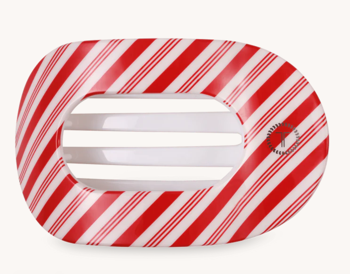 Candy Cane Crush Large Flat Round Hair Clip