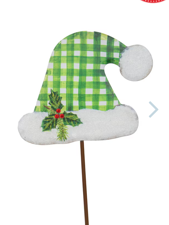 Gallery Gingham Santa Hats Small Green