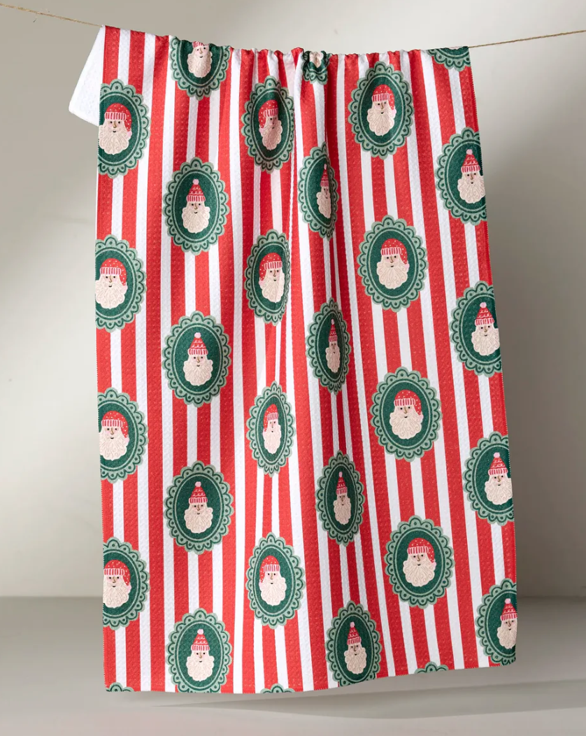 Striped Santa Tea Towel
