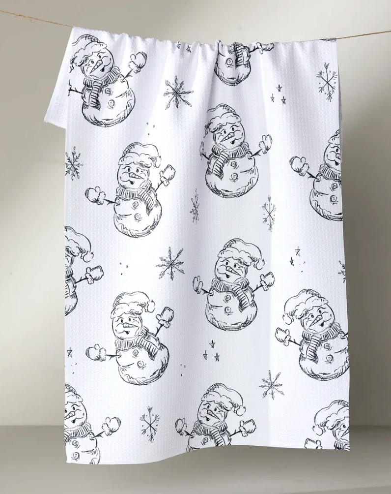 Snowmen Charcoal Tea Towel