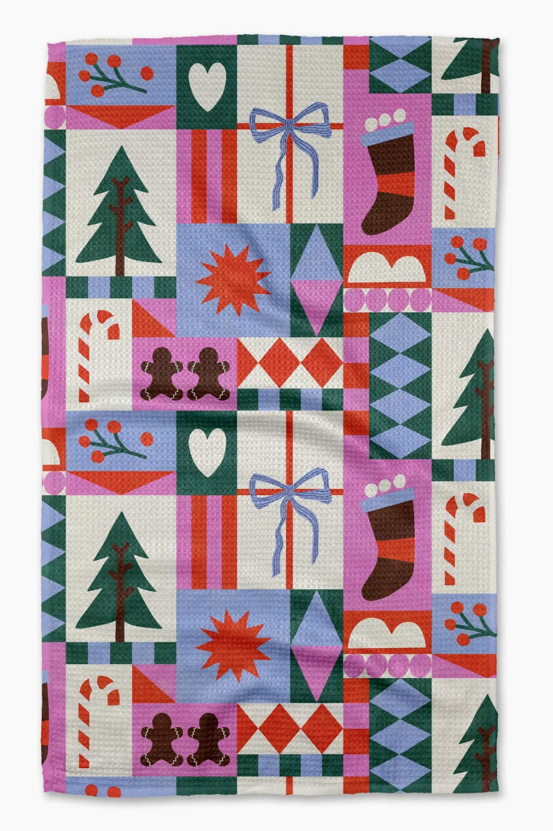 Festive Christmas Quilt Tea Towel