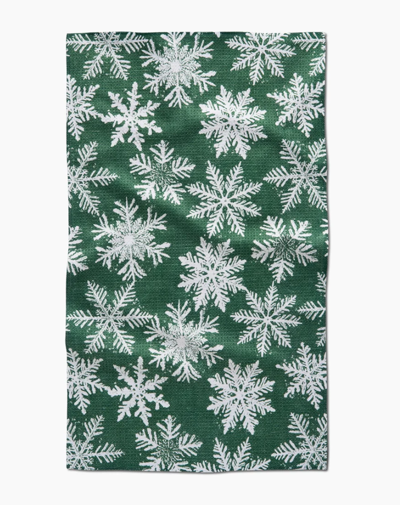 Snowy Days Green Tea Towel