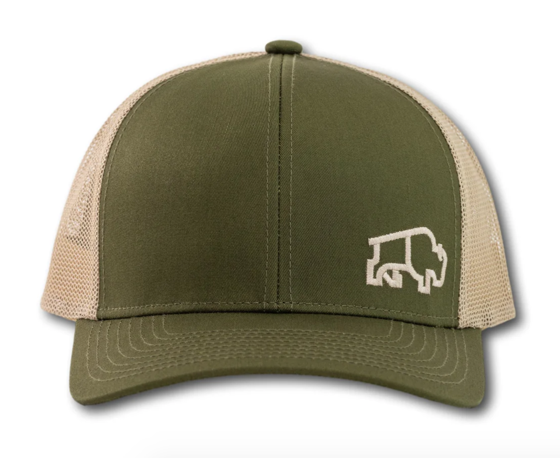 Side Bison Green Tan Hat