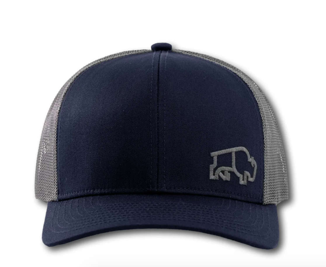 Side Bison Navy Grey Hat