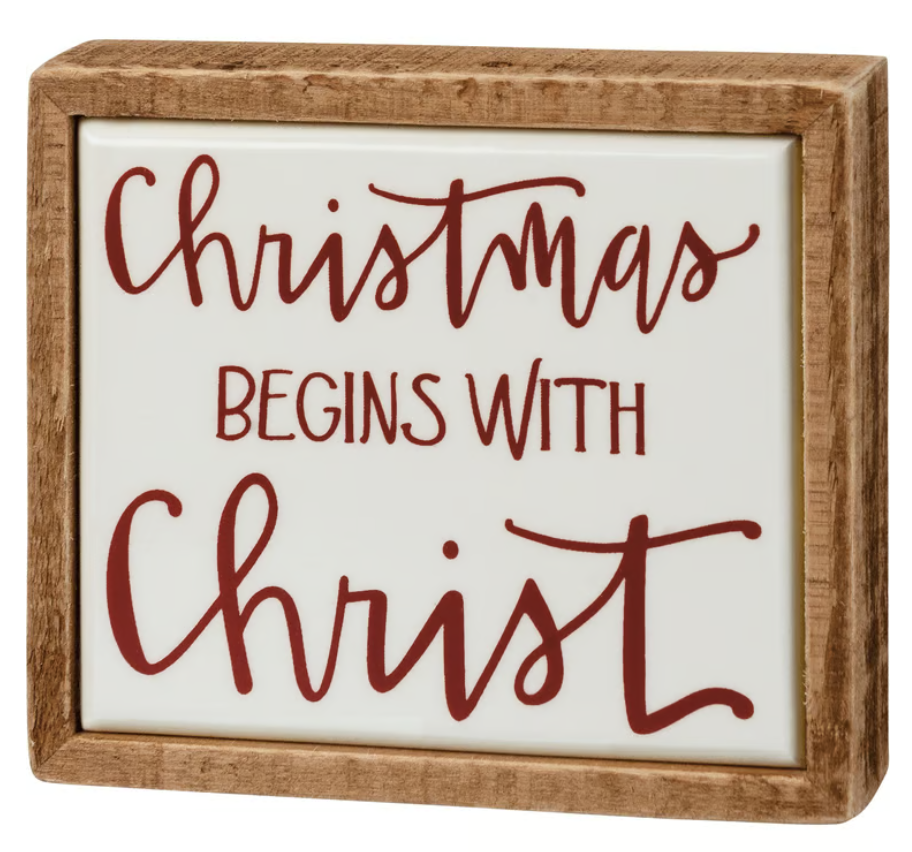 Box Sign Christmas Begins With Christ