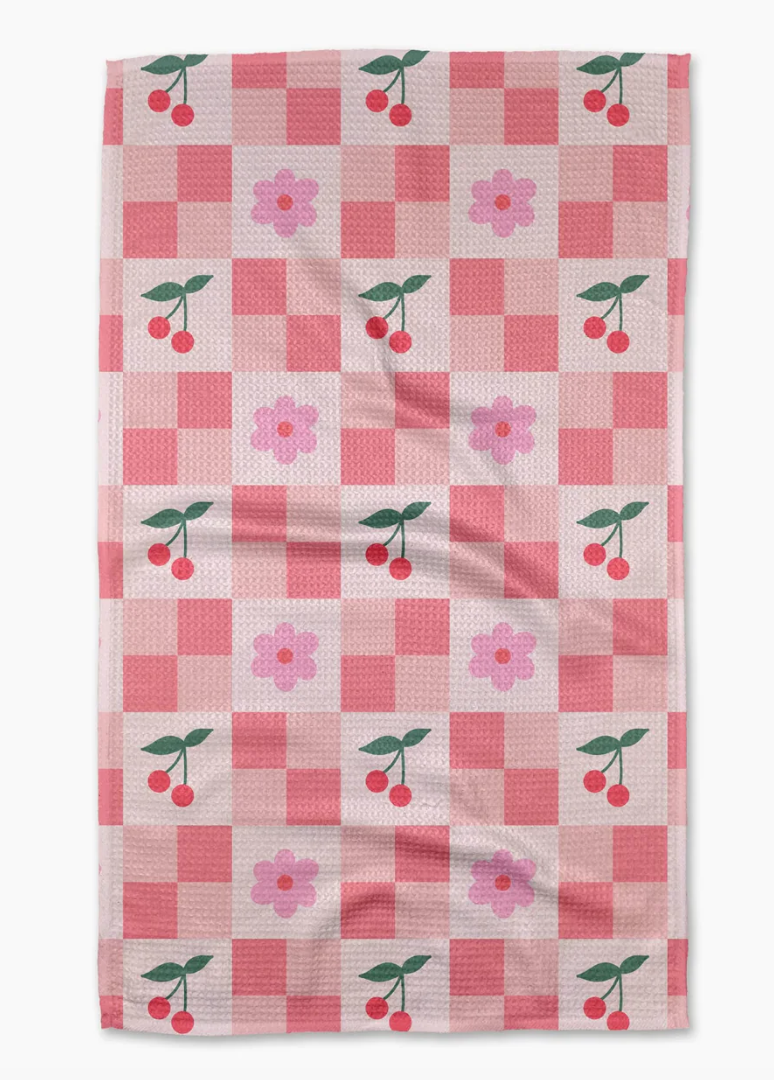 Floral and Cherries Tea Towel