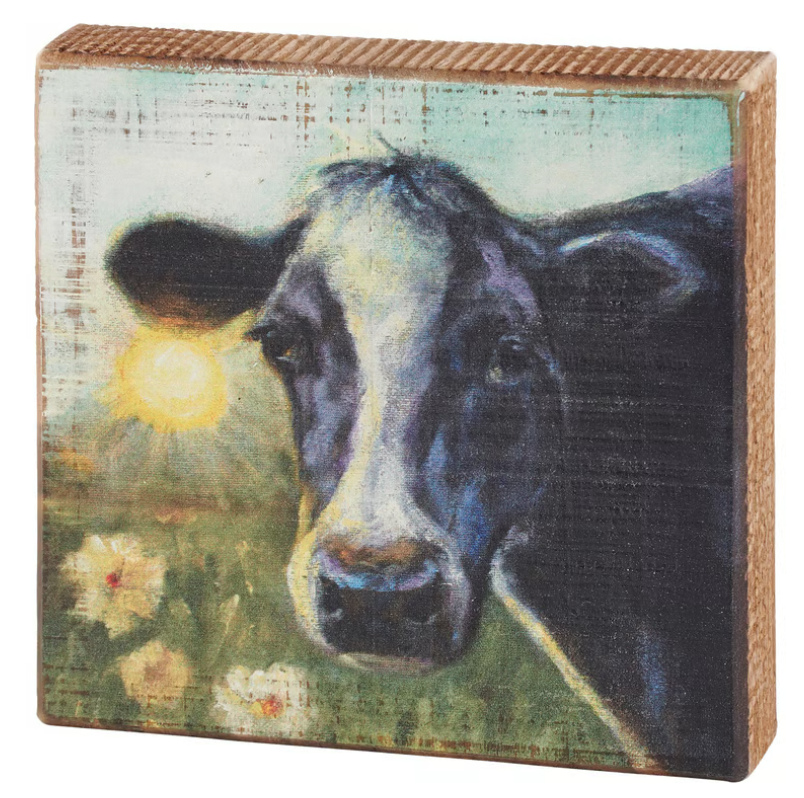 Block Sign Morning Cow