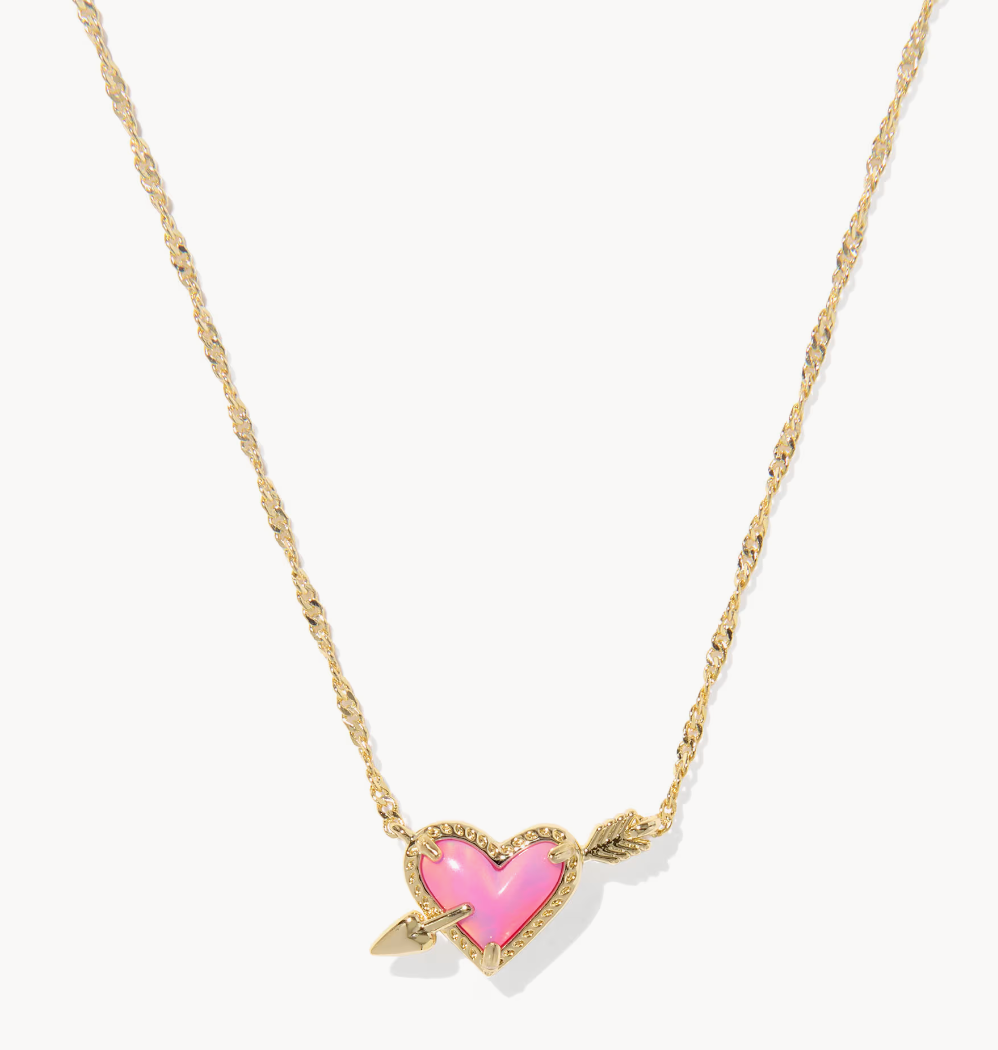Ari Heart Arrow Pendant Gold Pink Reversible Necklace