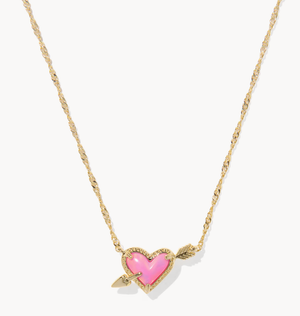 Ari Heart Arrow Pendant Gold Pink Reversible Necklace