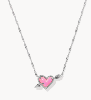 Ari Heart Arrow Pendant Rhod Pink Reversible Necklace