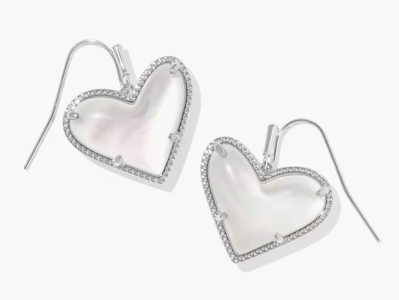 Ari Heart Statement Drop Rhod Ivory MOP Earrings