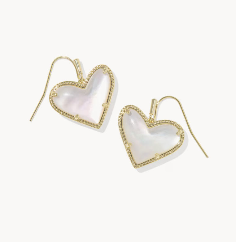 Ari Heart Statement Drop Gold Ivory MOP Earrings