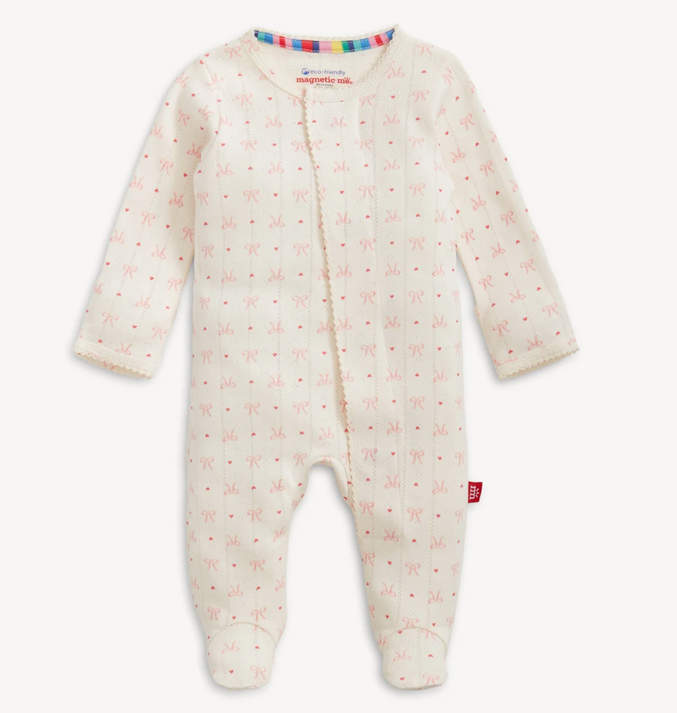 Heart & Bow Magnetic Pointelle Footie