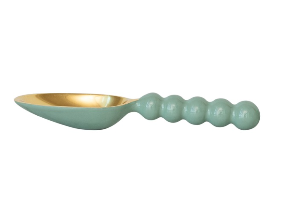 9 1/4"L Enameled Aluminum Mint & Gold Scoop