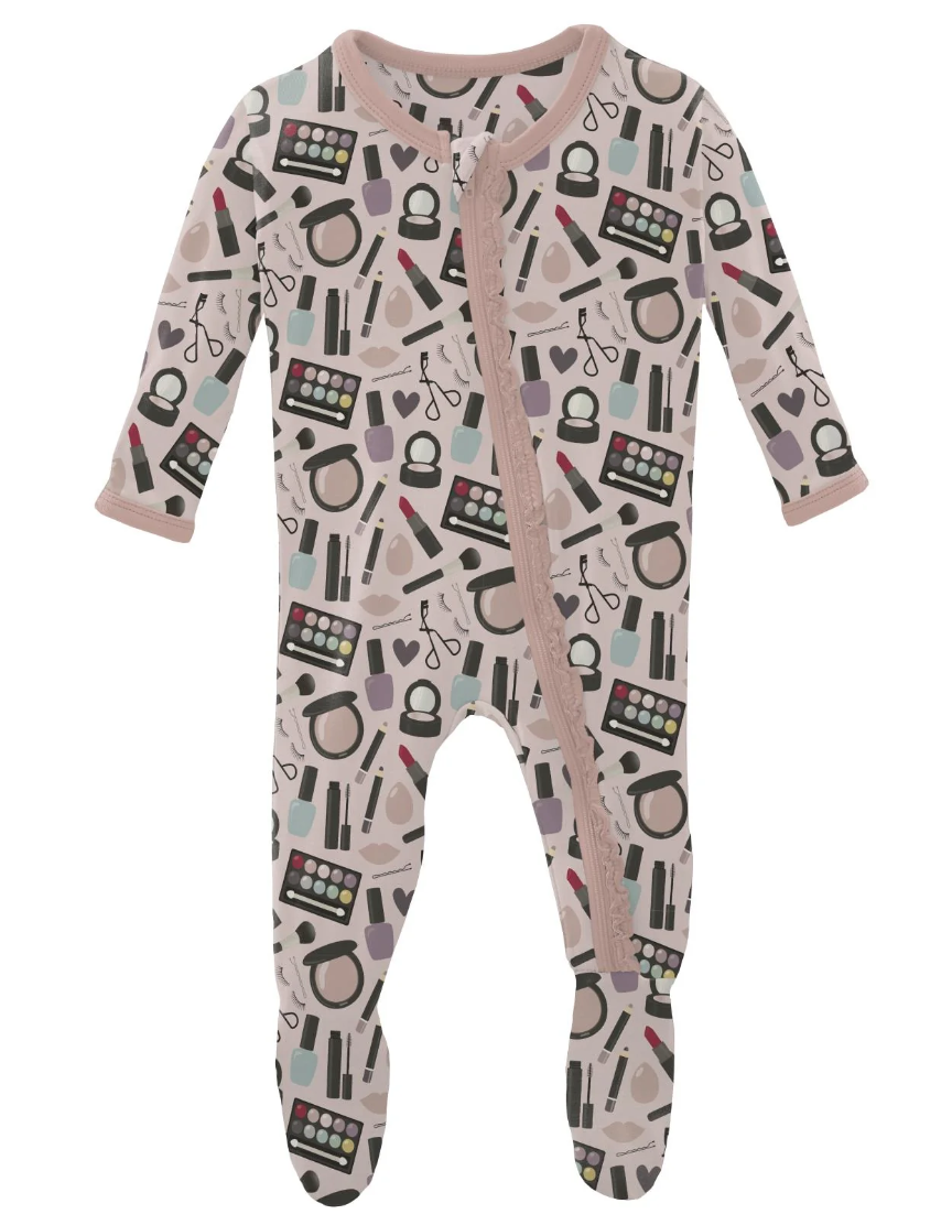 Print Muffin Ruffle Footie With 2 Way Zipper Mamas Makeup