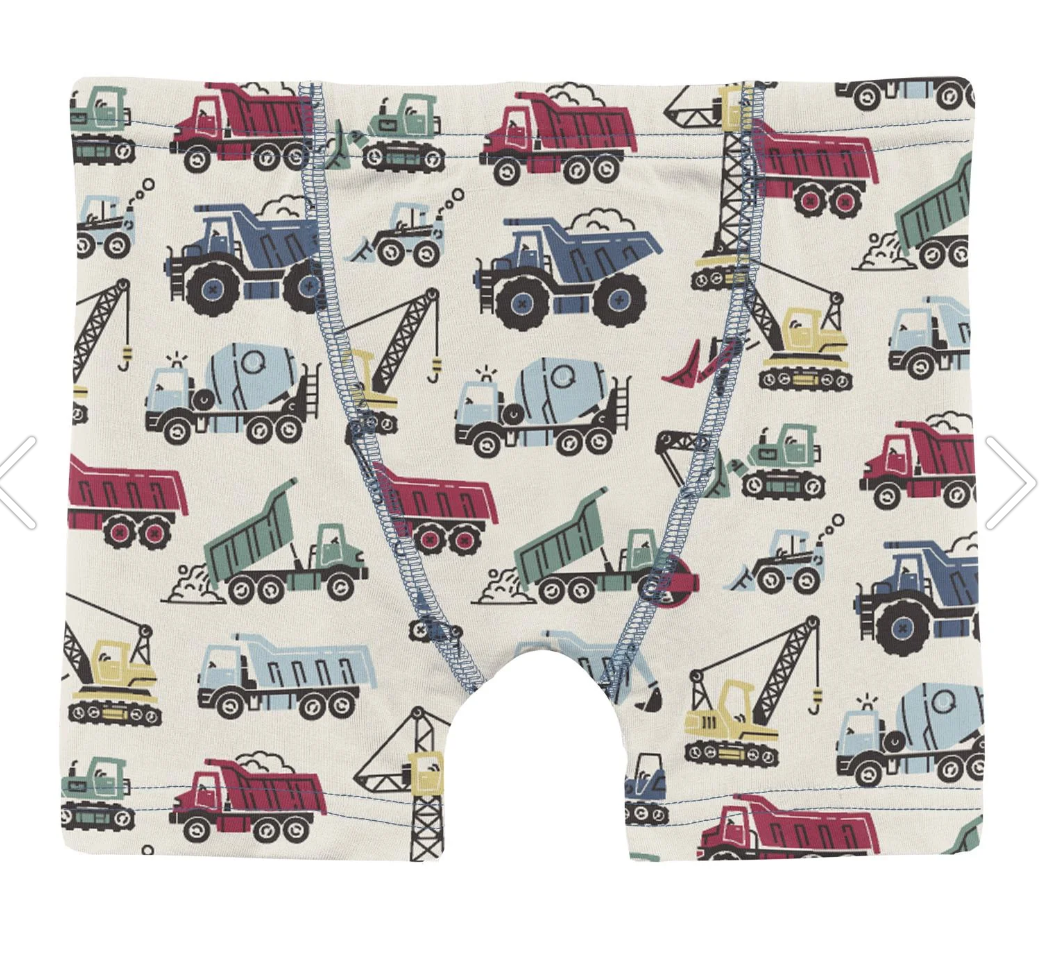 Boys Boxer Briefs Natural Construction Trucks