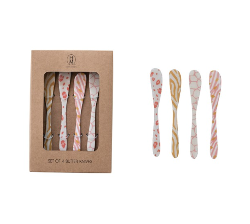 Enameled Stainless Steel Canape Knife Set of 4