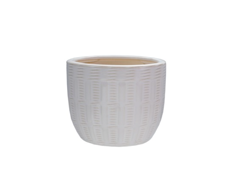 4 1/4" White Glaze Stoneware Planter