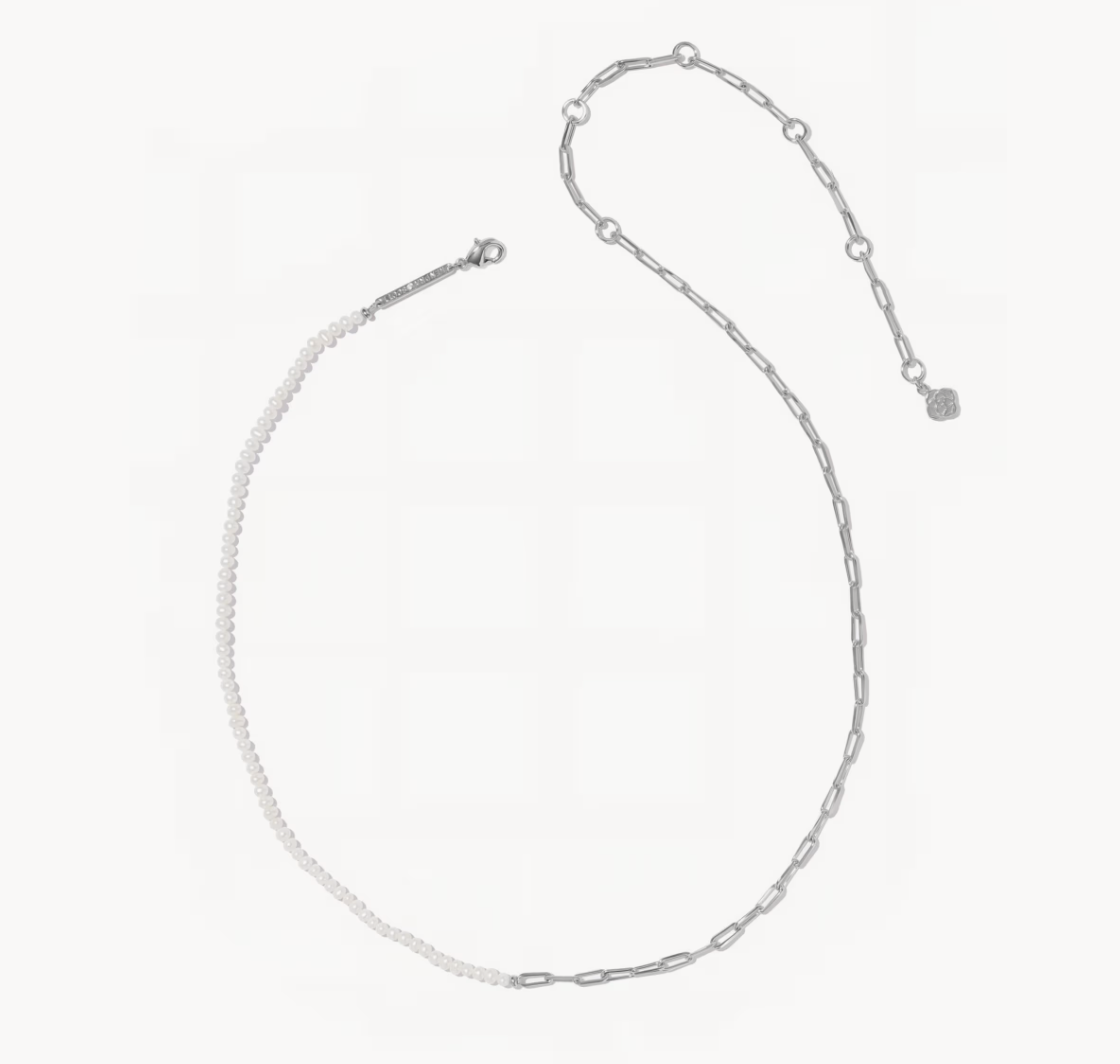 Markie Half Chain Necklace Silver Freshwater Cultured Pearl