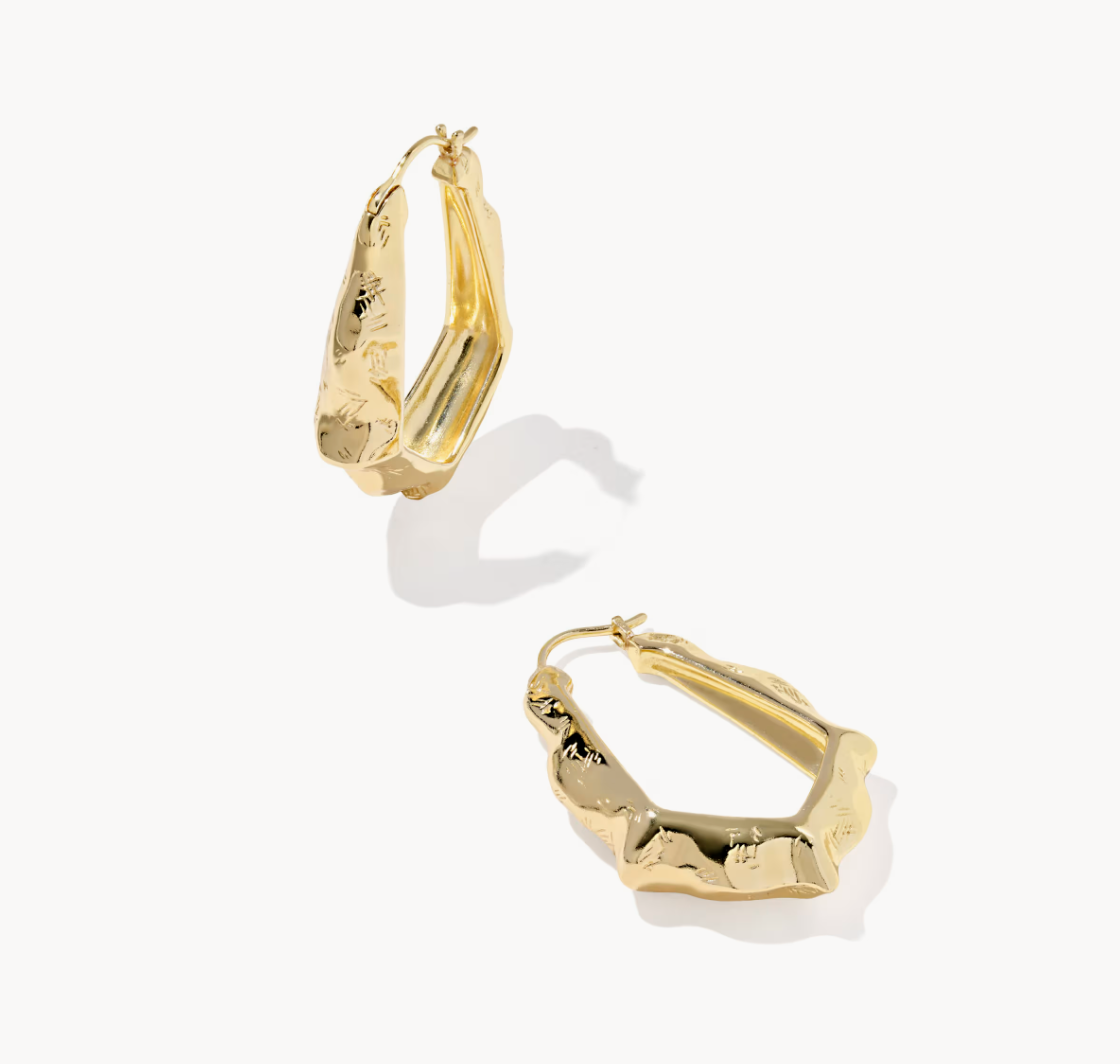 Adriana Scallop Frame Hoop Earrings Gold
